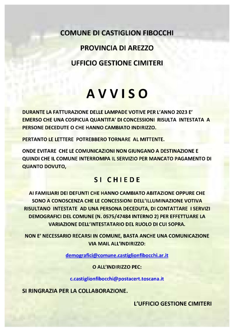 avviso lampade votive